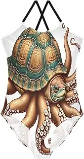 [RPLIFE] Turtle Octopuses Bathing Suit Girl, 3-10T Girls Athletic Swimsuit Beach Apparel