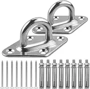 2 Set Stainless Steel Heavy Duty Hanger Hook Hammock Wall Mount Total 18Pcs, Suspension Ceiling Hooks Outdoor Swing Mounting Punching Bag Exercise Swivel Carabiner Yoga Mount