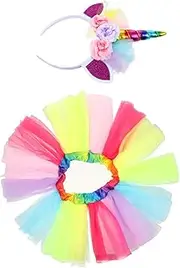 [CHILDWEET] 2 Pcs Set Unicorn Tutu Skirt Polyester Gauze Dress up Props for Xmas Parties and Performances