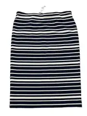 Ann Taylor Loft Skirt Dark Navy White Stripe Size Small Pull On Stretchy New