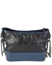 Chanel Black & Blue Quilted Leather Large Gabrielle Hobo (Authentic Pre-Loved)