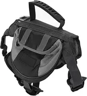 Haofy Dog Backpack Saddle Bag, Adjustable Harness Saddlebag, Reflective Safety Side Pockets Vest Dog Pack for Hiking Camping Traveling Medium Large, Multipurpose, Lightweight & (Black)