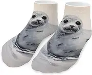 [QMNVBDS] Harp Seal Painting Socks Ankle Length Socks Casual Short Socks for Women Men Low Cut Sports Socks Running Socks No Show Socks Ankle Socks Athletic Socks Workout Socks, Style, One Size, Style