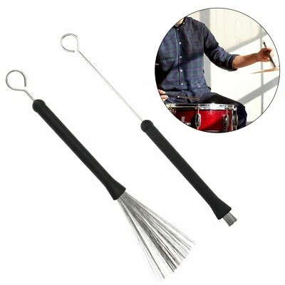 2x Wire Jazz Drum Brushes Retractable Storage Metal NEW