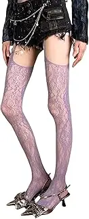 [Oxtxuzdm] Women's Garter Belt Tights Patterned Fishnet Thigh High Stockings Tights High Waist Pantyhose Suspender Pantyhose Gifts