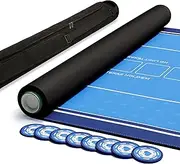 EVTHSU Poker Table Top Mat 70" X 35"，Portable Texas Hold'em Casino Table Topper for 8-10 Players, Rubber Game Mat with Carrying Bag，8 Coasters，8 Hand Ranking Cards