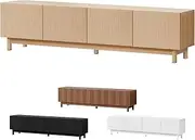 ALFORDSON TV Cabinet Stand 180 x 40 x 45cm with 2 Ample Side cabinets, 2 Middle Shelves and Storage Cable Management Holes, Tambour Sliding TV Stand for Home Living Room Bedroom, Oak Wood