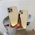 Glossy Gold Silver Mirror Phone Case For iPhone 16 15 14 13 12 11 Pro Back Cover