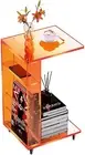 Clear Acrylic Rolling Side Table, C Shaped Table with Wheels, Fit for Small Spac