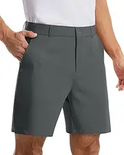 [CANGHPGIN] Men's Golf Shorts 7 inch Inseam Flat Front Lightweight Quick Dry Casual Work Dress Shorts with Pockets, Dark Grey, 30 Regular