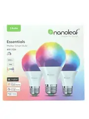 Nanoleaf - Essentials Matter A19 Bluetooth Smart LED Bulb - (3 Pack)
