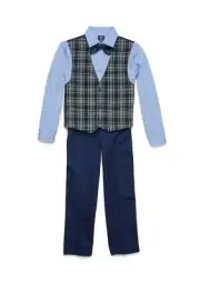 IZOD Boys 12 Plaid Vest 4-Piece Pants Set NWT