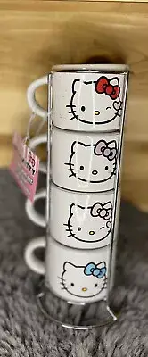 Sanrio Hello Kitty Mugs Cup Coffee Espresso Stacked Set Of 4 Speckled NWT
