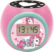 Lexibook Projector Alarm Clock Unicorn with Snooze Function and Alarm Function, Night Light with Timer, LCD Screen, Battery Operated, Pink, RL977UNI
