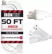 Flexible 15 Amp 50 ft Extension Cord with 3 Outlets - UL Certified Quality