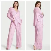 Vs Victorias Secret Modal Long Pajama Set Shorts/Top Babydoll Pink Tie Dye XXL