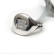 New DAVID YURMAN Pave Initial Letter B Pinky Ring in Diamond & Silver Size 5