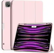 GKABXY New iPad Pro 12.9 Case 2022 (6th Gen)/ 2021 (5th Gen)/ 2020 (4th Gen) with Built-in Pencil Holder, Slim Soft Back Shell Smart Cover for iPad Pro 12.9 Inch, Pink