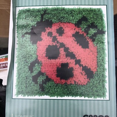 Caron Latch Hook Kit Lady Bug Pillow Plush P542 New Sealed