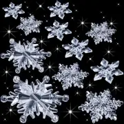 Boao 70 Pcs Crystal Christmas Tree Ornaments Hanging Acrylic Crystal Snowflak...