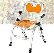 Folding Shower Chair with Arms and Back, Portable Bath Seat Shower Chair Seat Bench,Height Adjustable Bath Chair, Shower Stool, Bathroom Chair (Color : Orange)