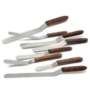8x Offset Bakers Spatulas with Wood Handle 3" to 12" Stainless Steel Blades