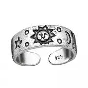 Silver Sun, Moon & Star Toe Ring