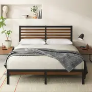 Zinus Queen Kai Bed Frame Bamboo & Metal Bed Base Footboard