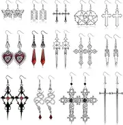 [Kakonia] 14 Pairs Gothic Earrings for Women Punk Y2K Earrings Set Cross Earrings Snake Earrings Grunge Skull Pendant Earrings Vintage Drop Dangle Earrings Y2k Accessories Gothic Jewellery