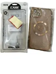 For iPhone 15 Plus Shockproof Cover 6.1" Magnetic Love Case - Gold