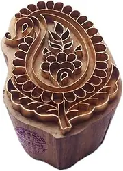 Ornate Print Stamp Brass Paisley Pattern Wood Clay Block
