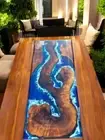 Ocean Wave Epoxy Resin River Beach Dining Table Top Console Bar Hotel Desk Decor