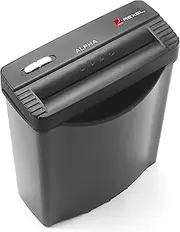 Rexel 1202020 Alpha 5 Sheet Manual Strip Cut Shredder for Home or Small Office Use, 10 Litre Bin, Black