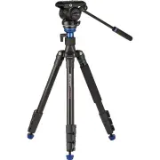 A2883F Reverse-Folding Aluminum Travel Tripod w/ S4Pro Fluid Video Head