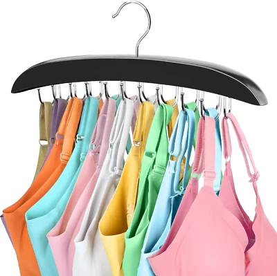 360 Rotating Bra Organizer, Space Saving W/20 Foldable Metal Hooks, Tank Top Han