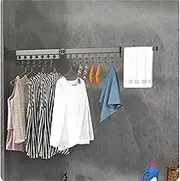 Wall Mounted Drying Rack Invisible Drying Racks Folding No-Hole Hooks Hanging Clothes Rack Coat Hangers(Medium)