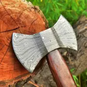 Custom Handmade Damascus Steel Double Head Axe With Leather Sheath
