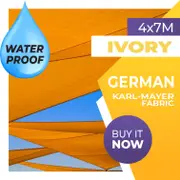 WATERPROOF SHADE SAIL RECTANGLE IVORY 4m x 7m AWNING 4x7 7x4 4x7m 7x4m 4 x 7