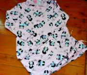 LADIES FLANELETTE PANDA PYJAMA TWO PIECE SET TOP & PANTS SIZE S