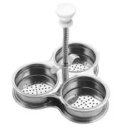 Useful High Temperature Resistance Labor-saving Fine Holes 3 Grids Poached Egg Cooker Steamer Kitchen Supplies Egg Steamer silver