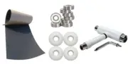 Skateboard Package BLACK GRIPTAPE 54MM WHITE WHEELS ABEC 9 BEARINGS, WHITE TOOL