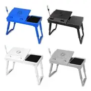 Foldable Laptop Table Bed Notebook Desk w/Cooling Fan Mouse Board LED light 4 x