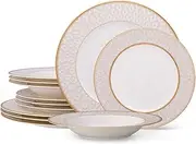 [Noritake] Noble Pearl 12-Piece Set, Service for 4 in Cream/White