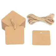 100 Pcs Blank Kraft Gift Tags with Jute Twine String for Party Gifts