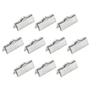 200Pcs Ribbon Crimp Clamp Ends 16mm Cord End Clasp for DIY Craft Silver Tone