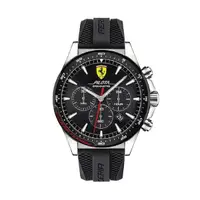 在飛比找蝦皮商城優惠-【Ferrari 法拉利】三眼碳纖維設計時尚賽車橡膠腕錶-時