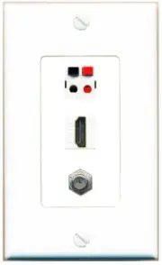 3 Port 1 Gang Jack Face Cover Cable Plastic COAX HD SPEAKER Wall Plate