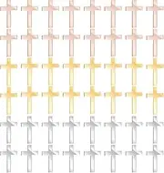 FINGERINSPIRE 48Pcs Cross Cake Decoration Gold/Silver/Rose Gold Acrylic Cross Cake Topper Mirror Crossing Cupcake Toppers Baptism Cross Cake Religious Celebration Charm for Party Christian Decor