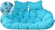 Double Egg Chair Swing Cushion with Waterproof Removable Hanging Mattress Replacement Cushion for Home Reading Balcony Courtyard 2 Seater Thickened Blue