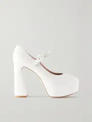 [Gianvito Rossi] Gianvito Rossi - 120 Leather Platform Mary Jane Pumps - White - IT39 IT 39 White